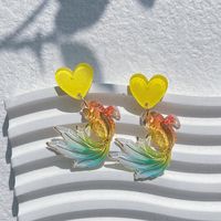 1 Pair Cute Simple Style Heart Shape Fish Polishing Plating Arylic 14k Gold Plated Drop Earrings sku image 9