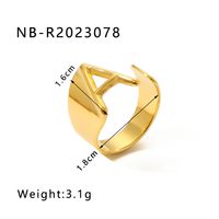 304 Stainless Steel 18K Gold Plated Modern Style Simple Style Asymmetrical Plating Letter Open Rings sku image 1