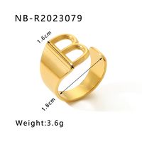 304 Stainless Steel 18K Gold Plated Modern Style Simple Style Asymmetrical Plating Letter Open Rings sku image 2