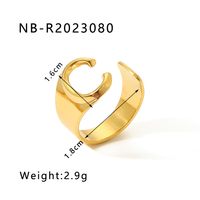 Edelstahl 304 18 Karat Vergoldet Moderner Stil Einfacher Stil Asymmetrisch Überzug Brief Offener Ring sku image 3