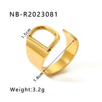 304 Stainless Steel 18K Gold Plated Modern Style Simple Style Asymmetrical Plating Letter Open Rings sku image 5