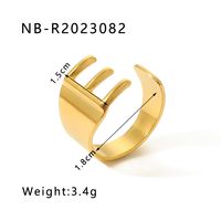 304 Stainless Steel 18K Gold Plated Modern Style Simple Style Asymmetrical Plating Letter Open Rings sku image 5