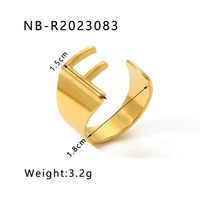 304 Stainless Steel 18K Gold Plated Modern Style Simple Style Asymmetrical Plating Letter Open Rings sku image 7