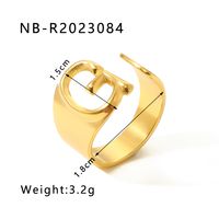 304 Stainless Steel 18K Gold Plated Modern Style Simple Style Asymmetrical Plating Letter Open Rings sku image 7