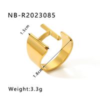 304 Stainless Steel 18K Gold Plated Modern Style Simple Style Asymmetrical Plating Letter Open Rings sku image 9