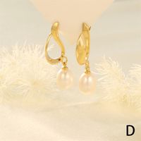 1 Pair Elegant Luxurious Irregular Plating Inlay Freshwater Pearl Copper Turquoise Zircon 18k Gold Plated Drop Earrings sku image 5
