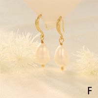 1 Pair Elegant Luxurious Irregular Plating Inlay Freshwater Pearl Copper Turquoise Zircon 18k Gold Plated Drop Earrings sku image 1