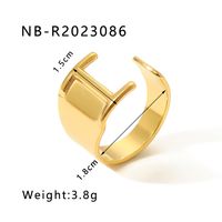 304 Stainless Steel 18K Gold Plated Modern Style Simple Style Asymmetrical Plating Letter Open Rings sku image 10