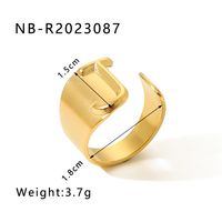 304 Stainless Steel 18K Gold Plated Modern Style Simple Style Asymmetrical Plating Letter Open Rings sku image 11