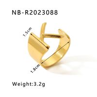 Edelstahl 304 18 Karat Vergoldet Moderner Stil Einfacher Stil Asymmetrisch Überzug Brief Offener Ring sku image 11