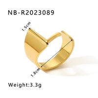 304 Stainless Steel 18K Gold Plated Modern Style Simple Style Asymmetrical Plating Letter Open Rings sku image 12