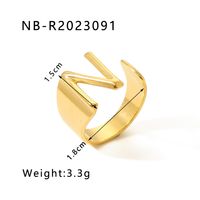 304 Stainless Steel 18K Gold Plated Modern Style Simple Style Asymmetrical Plating Letter Open Rings sku image 15