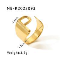 304 Stainless Steel 18K Gold Plated Modern Style Simple Style Asymmetrical Plating Letter Open Rings sku image 16