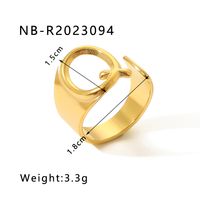 304 Stainless Steel 18K Gold Plated Modern Style Simple Style Asymmetrical Plating Letter Open Rings sku image 17