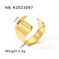 304 Stainless Steel 18K Gold Plated Modern Style Simple Style Asymmetrical Plating Letter Open Rings sku image 20