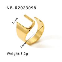 304 Stainless Steel 18K Gold Plated Modern Style Simple Style Asymmetrical Plating Letter Open Rings sku image 21