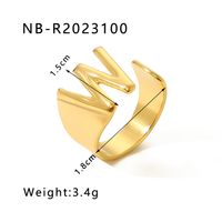 304 Stainless Steel 18K Gold Plated Modern Style Simple Style Asymmetrical Plating Letter Open Rings sku image 23