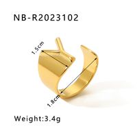 304 Stainless Steel 18K Gold Plated Modern Style Simple Style Asymmetrical Plating Letter Open Rings sku image 25