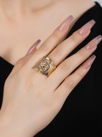 Glam Shiny Solid Color Copper Plating Hollow Out Inlay Zircon 18k Gold Plated Rings main image 1