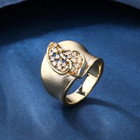 Glam Shiny Solid Color Copper Plating Hollow Out Inlay Zircon 18k Gold Plated Rings sku image 1