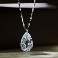 Elegant Shiny Water Droplets Sterling Silver Plating Zircon Platinum Plated Pendant Necklace main image 1