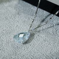Elegant Shiny Water Droplets Sterling Silver Plating Zircon Platinum Plated Pendant Necklace main image 4