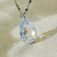 Elegant Shiny Water Droplets Sterling Silver Plating Zircon Platinum Plated Pendant Necklace main image 5