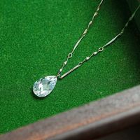 Elegant Shiny Water Droplets Sterling Silver Plating Zircon Platinum Plated Pendant Necklace main image 6