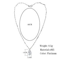 Elegant Shiny Water Droplets Sterling Silver Plating Zircon Platinum Plated Pendant Necklace main image 2