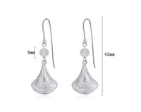 1 Pair Original Design Sector Plating Mesh Pleated Natural Stone Sterling Silver White Gold Plated Drop Earrings main image 2
