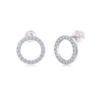 Simple Style Shiny Circle Sterling Silver Gra Plating Inlay Moissanite 18k Gold Plated Ear Studs main image 6