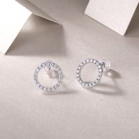 Simple Style Shiny Circle Sterling Silver Gra Plating Inlay Moissanite 18k Gold Plated Ear Studs main image 1