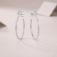 Simple Style Shiny Round Sterling Silver Gra Plating Inlay Moissanite 18k Gold Plated Earrings main image 1