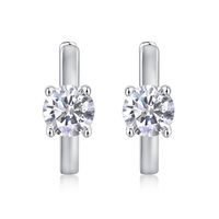 Shiny Geometric Sterling Silver Gra Plating Inlay Moissanite 18k Gold Plated Earrings main image 5
