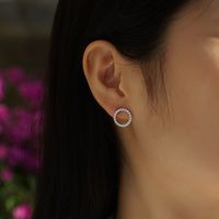 Simple Style Shiny Circle Sterling Silver Gra Plating Inlay Moissanite 18k Gold Plated Ear Studs main image 4