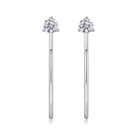 Simple Style Shiny Round Sterling Silver Gra Plating Inlay Moissanite 18k Gold Plated Earrings sku image 1