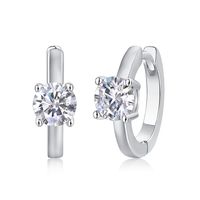 Shiny Geometric Sterling Silver Gra Plating Inlay Moissanite 18k Gold Plated Earrings sku image 2