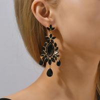 1 Pair Ethnic Style Shiny Water Droplets Flower Tassel Plating Inlay Zinc Alloy Glass Drop Earrings main image 9