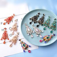 1 Pair Ethnic Style Shiny Water Droplets Flower Tassel Plating Inlay Zinc Alloy Glass Drop Earrings main image 5