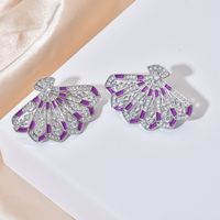 1 Pair Sweet Sector Plating Inlay Copper Zircon White Gold Plated Ear Studs main image 4