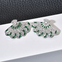 1 Pair Sweet Sector Plating Inlay Copper Zircon White Gold Plated Ear Studs main image 5