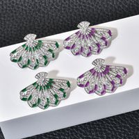 1 Pair Sweet Sector Plating Inlay Copper Zircon White Gold Plated Ear Studs main image 3