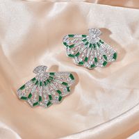 1 Pair Sweet Sector Plating Inlay Copper Zircon White Gold Plated Ear Studs main image 7