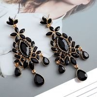1 Pair Ethnic Style Shiny Water Droplets Flower Tassel Plating Inlay Zinc Alloy Glass Drop Earrings sku image 2