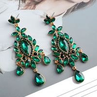 1 Pair Ethnic Style Shiny Water Droplets Flower Tassel Plating Inlay Zinc Alloy Glass Drop Earrings sku image 3