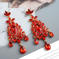 1 Pair Ethnic Style Shiny Water Droplets Flower Tassel Plating Inlay Zinc Alloy Glass Drop Earrings sku image 6