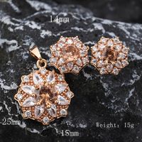 Shiny Flower Brass 18k Gold Plated Rose Gold Plated Zircon Charms Earrings In Bulk main image 2