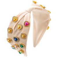Women's Elegant Classic Style Heart Shape Cloth Inlay Rhinestones Pearl Hair Band sku image 2