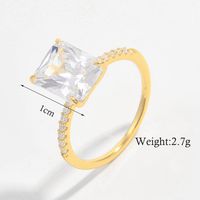 Simple Style Shiny Rectangle Sterling Silver Plating Inlay Zircon 14k Gold Plated Rose Gold Plated White Gold Plated Rings sku image 1