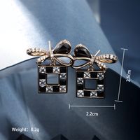1 Pair Casual Glam Square Bow Knot Transparent Copper Alloy Artificial Gemstones 18k Gold Plated Drop Earrings main image 4